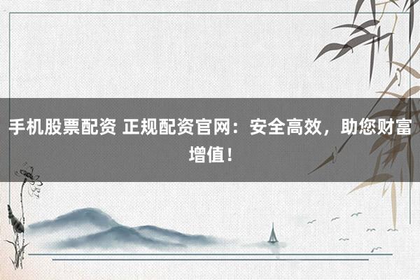 手机股票配资 正规配资官网：安全高效，助您财富增值！