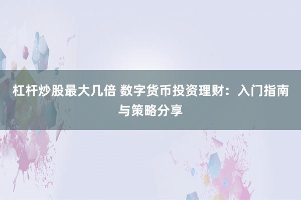 杠杆炒股最大几倍 数字货币投资理财：入门指南与策略分享