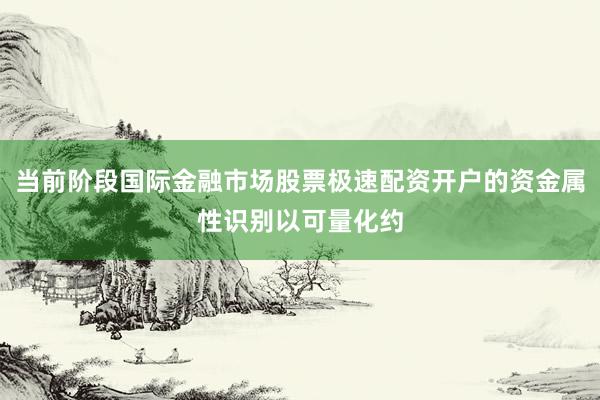 当前阶段国际金融市场股票极速配资开户的资金属性识别以可量化约