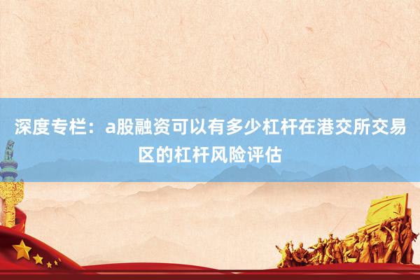深度专栏：a股融资可以有多少杠杆在港交所交易区的杠杆风险评估