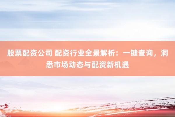 股票配资公司 配资行业全景解析：一键查询，洞悉市场动态与配资新机遇